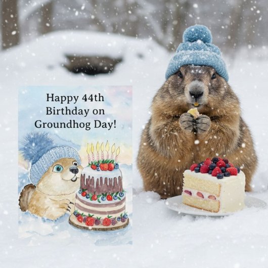 Happy 44th Groundhog Day Birthday Karte