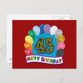 Happy 45. Geburtstag Ballon Arch Postkarte (Vorne/Hinten)
