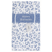 Happy 45. Geburtstag Zahlenmuster Blau/Weiß Kleine Geschenktüte (Vorderseite)