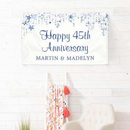 Happy 45-jähriges Sapphire Blue Stars Banner (Insitu)