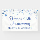 Happy 45-jähriges Sapphire Blue Stars Banner (Horizontal)