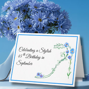 Happy 45. September Geburtstag Blue Aster Blume Karte