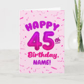 Happy 45th Birthday Card with Custom Name Karte (Vorderseite)