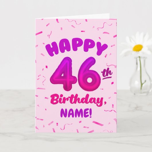 Happy 46th Birthday Card with Custom Name Karte (Kleine Pflanze)