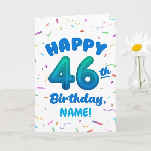 Happy 46th Birthday Card with Custom Name Karte (Kleine Pflanze)