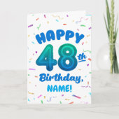 Happy 48th Birthday Card with Custom Name Karte (Vorderseite)