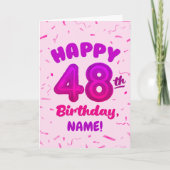 Happy 48th Birthday Card with Custom Name Karte (Vorderseite)
