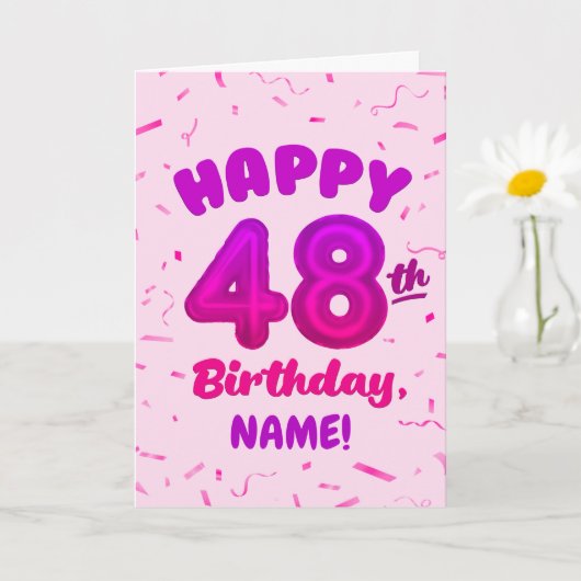 Happy 48th Birthday Card with Custom Name Karte (Kleine Pflanze)