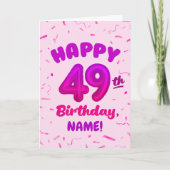 Happy 49th Birthday Card with Custom Name Karte (Vorderseite)
