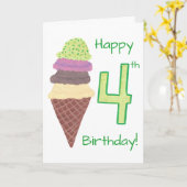 Happy 4. Geburtstag 4 Scoops Grußkarten Karte (Gelbe Blume)