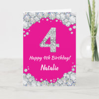 Happy 4. Geburtstag Hot Pink und Silver Glitzer