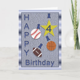 Happy 4. Geburtstag Sport Thema Karte