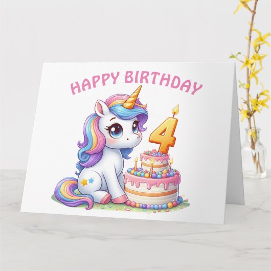 Happy 4. Geburtstagskarte Karte (Gelbe Blume)