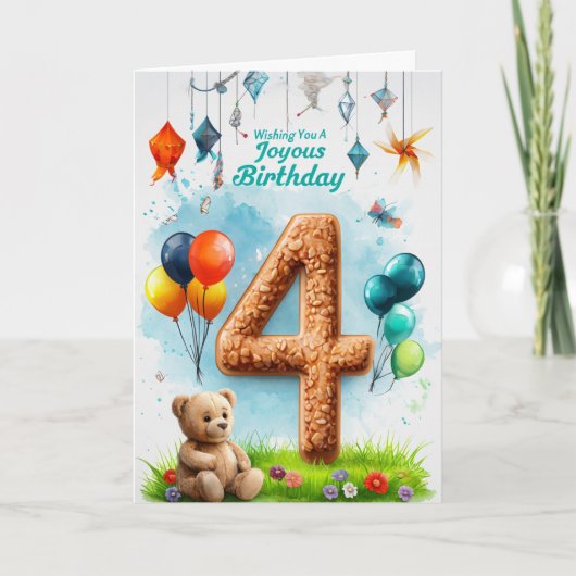 Happy 4. Geburtstagskarte Karte (Vorderseite)