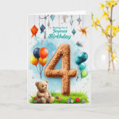 Happy 4. Geburtstagskarte Karte (Gelbe Blume)