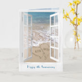 Happy 4. Jubiläum Open Beach Fenster Karte (Gelbe Blume)