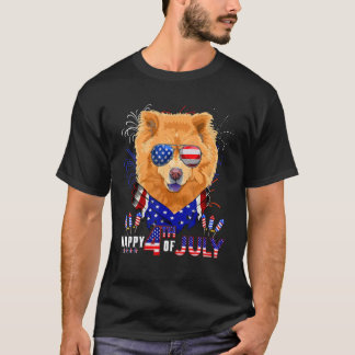 Happy 4. Juli American Flag Chow Chow Sunglass T-Shirt