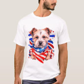 Happy 4. Juli American Flag mit Niedlichem Hund T-Shirt (Vorderseite)