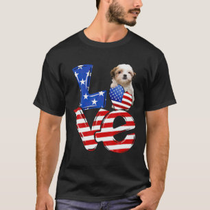 Happy 4. Juli American Liebe Teddy Bären Hund T-Shirt