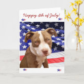 Happy 4. Juli American Pitbull Welpenkarte Karte (Gelbe Blume)