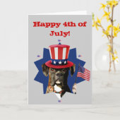 Happy 4. Juli Boxer Hund Grußkarte Karte (Gelbe Blume)