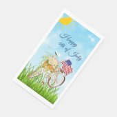 Happy 4. Juli Fahrrad mit Flagge Serviette (Ecke)