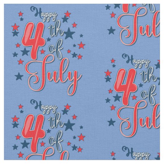 Happy 4. Juli Red White Blue Stoff (Nahaufnahme)