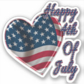 Happy 4. Juli USA Flag Herz Aufkleber (Vorderseite)