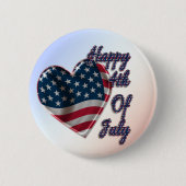 Happy 4. Juli USA Flag Herz Button (Vorderseite)