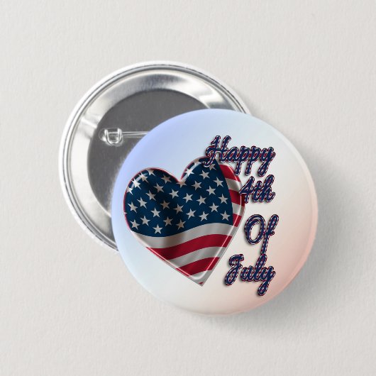 Happy 4. Juli USA Flag Herz Button (Vorne & Hinten)