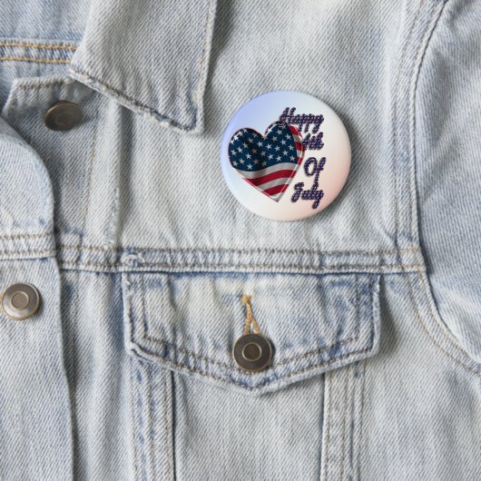 Happy 4. Juli USA Flag Herz Button (Beispiel)
