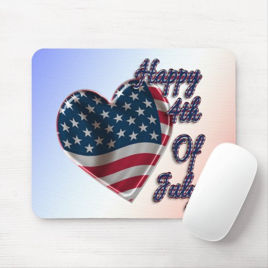Happy 4. Juli USA Flag Herz Mousepad (Mit Mouse)