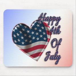 Happy 4. Juli USA Flag Herz Mousepad