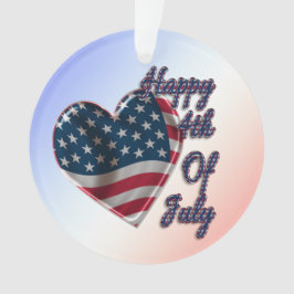 Happy 4. Juli USA Flag Herz Ornament