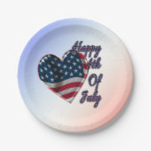 Happy 4. Juli USA Flag Herz Pappteller (Vorderseite)