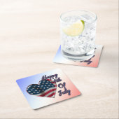 Happy 4. Juli USA Flag Herz Rechteckiger Pappuntersetzer (Vor Ort)