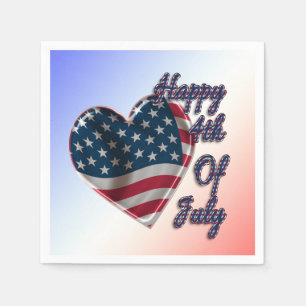 Happy 4. Juli USA Flag Herz Serviette
