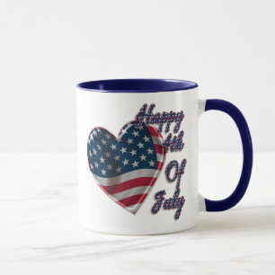 Happy 4. Juli USA Flag Herz Tasse