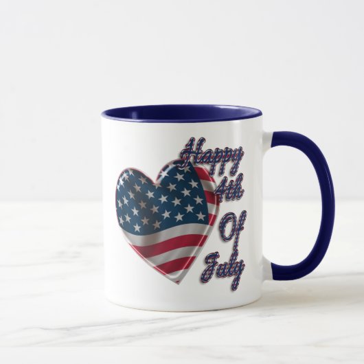 Happy 4. Juli USA Flag Herz Tasse (Rechts)