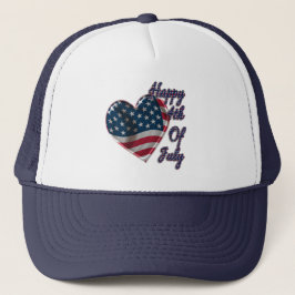 Happy 4. Juli USA Flag Herz Truckerkappe
