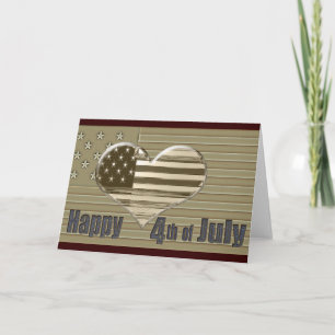 Happy 4. Juli USA Flagge und Herz Karte