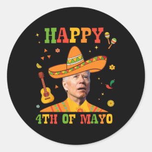 Happy 4. Mayo Funny Joe Biden Confused Cinco D Runder Aufkleber