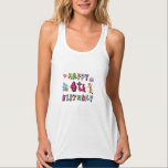 Happy 4th Birthday 4 year b-day wishes Tank Top<br><div class="desc">Happy 4th Birthday. Funny and cute Birthday design with lovely teddy bear holding a gift and a funny pencil writing the birthday wishes. A perfect match for clothing,  shirts and accessories.</div>