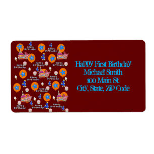 Happy 4th Birthday Address Labels, Dunkelrot