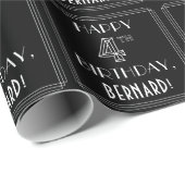 HAPPY 4TH BIRTHDAY; Art Deco Style w/ Custom Name Geschenkpapier (Rolleneckpunkt)