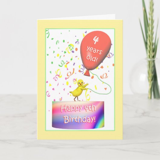 Happy 4th Birthday Chicken Karte (Vorderseite)