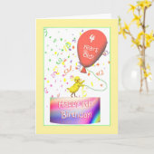 Happy 4th Birthday Chicken Karte (Gelbe Blume)