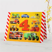 Happy 4th Birthday Construction Trucks Karte (Gelbe Blume)