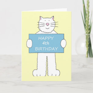 Happy 4th Birthday Cute Cartoon Cat Karte