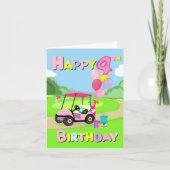 Happy 4th Birthday Polka Dot Pink Girly Golf Card Karte (Vorderseite)